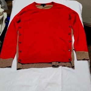 J. Crew Long Sleeve Crew Neck Red And Brown Women's Sweater. EUC Size Small
